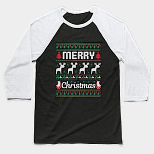 Ugly Christmas Sweater Gifts | Merry Xmas Deer Baseball T-Shirt